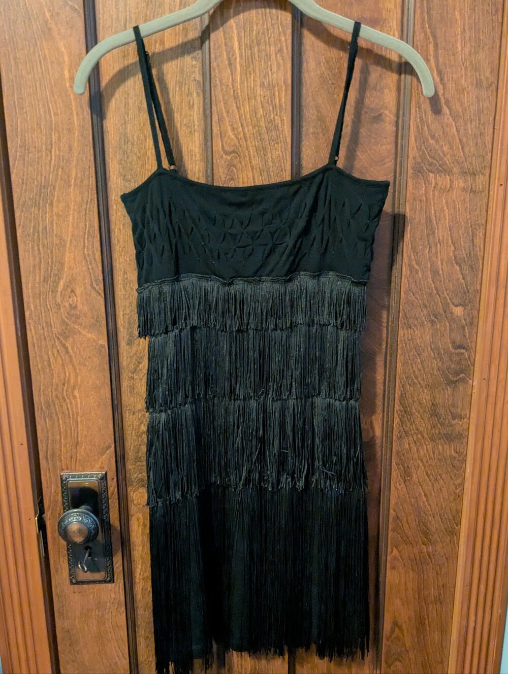 Love Moschino Black Fringe Spaghetti Strap Dress